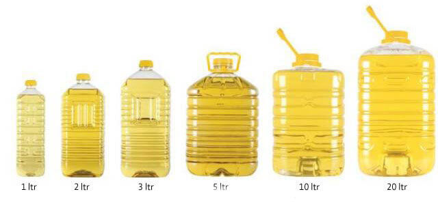 packed edible oil in bottles